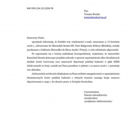 Senat RP podejmie Uchwałę upamiętniającą więcborskich Sybiraków z 1945r. ! Senat RP podejmie Uchwałę upamiętniającą więcborskich Sybiraków z 1945r. !