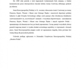 Projekt Uchwały Senatu RP upamiętniającej ofiary deportacji z 1945 roku Projekt Uchwały Senatu RP upamiętniającej ofiary deportacji z 1945 roku