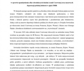 Projekt Uchwały Senatu RP upamiętniającej ofiary deportacji z 1945 roku Projekt Uchwały Senatu RP upamiętniającej ofiary deportacji z 1945 roku